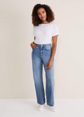 Phase Eight Eleyana Mid Wash Wide Leg Jeans Wash Canada | ORQXUG-713